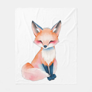 Impressionistische Waterverf Fox met champignons Fleece Deken
