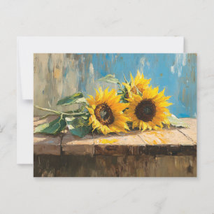 Impressionistische Zonnebloemen Schilderij Briefkaart