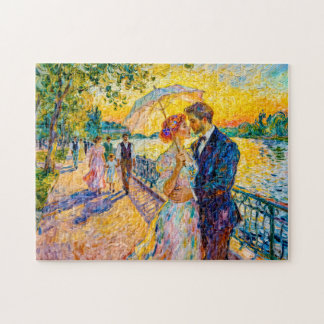 Impressionistische Zonsondergangsromantiek bij Riv Legpuzzel
