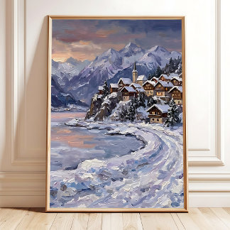 Impressionistische Zwitserse Alpen Schemering Muur Poster