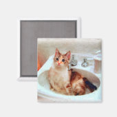 Impressionist's Cat in een wastafelmagneet Magneet (Voorkant / Achterkant)