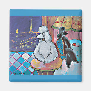 Impressionniste Art Poodles Paris Café Magnets
