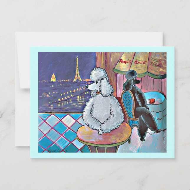 Impressionniste Poodles d'Art Paris Café Carte pos (Devant)