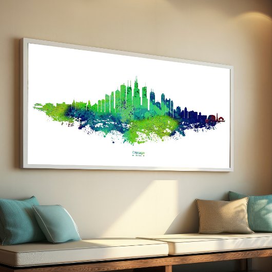 Impressions d'art à l'aquarelle de la skyline de C