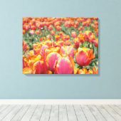 Impressions d'art de fleurs de tulipes orange rose (Insitu (Plancher de Bois))