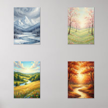 impressions d'art de paysages des quatre saisons