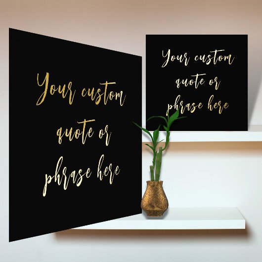Impressions Dorure 12x12 Black GOLD Citation personnalisée SCRIPT de 
