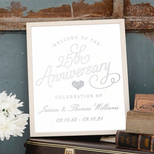 Impressions Dorure 25e Anniversaire de Mariage de Véritable Argent