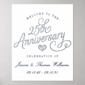 Impressions Dorure 25e anniversaire Mariage d'argent réel (Recto)