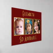 Impressions Dorure 3 photo si adorable ajouter nom or bordeaux (Poser)