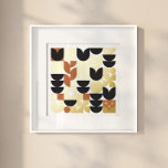 Impressions Dorure Abstrait moderne Motif de fleurs du milieu du sièc<br><div class="desc">Fleurs abstraites modernes et demi-cercles en terre cuite,  blanc,  noir et feuille. Idéal pour votre maison moderne du milieu du siècle,  avec une ambiance scandinave Hygge Nordic. Ceci n'inclut pas un cadre montré dans la photo de couverture,  c'est juste un exemple.</div>