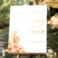 Affiche de bienvenue Mariage de Peach Floral Real