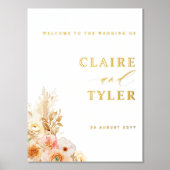 Impressions Dorure Affiche de bienvenue Mariage de Peach Floral Real (Recto)