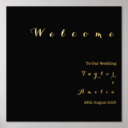 Impressions Dorure Affiche de bienvenue mariage minimum Black Real Go (Recto)