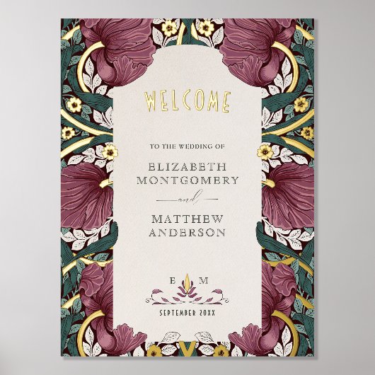 Impressions Dorure Affiche de bienvenue Mariage Pimpernel William Mor (Recto)