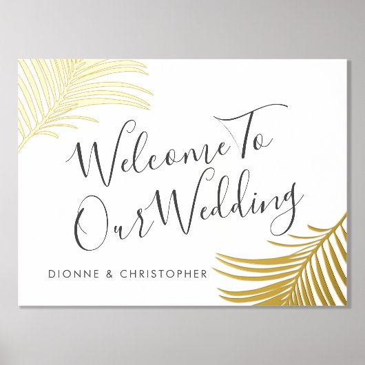 Impressions Dorure Affiche de bienvenue mariage Tropical Palm Gold (Recto)