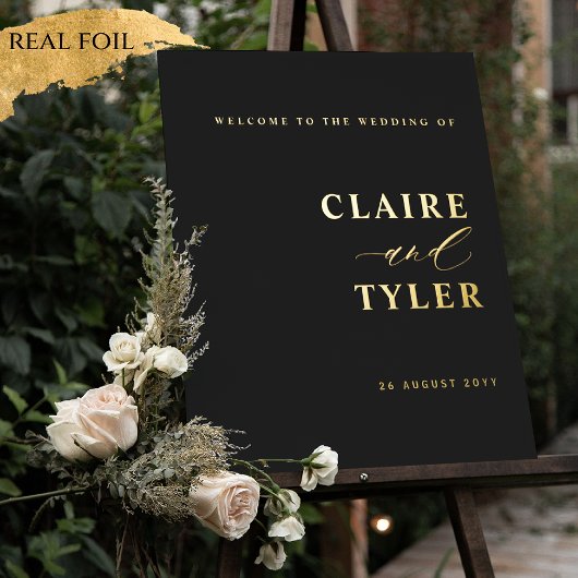 Impressions Dorure Affiche de bienvenue minimale des Mariages Black e