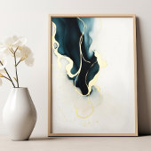 Impressions Dorure Affiche illuminée d'art abstrait doré en feuille d