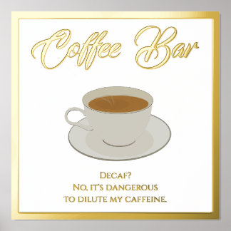 Impressions Dorure Affiche imprimée avec texte de bar à café drôle en