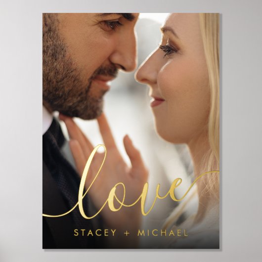 Impressions Dorure Aimer élégant script couples noms photo (Recto)