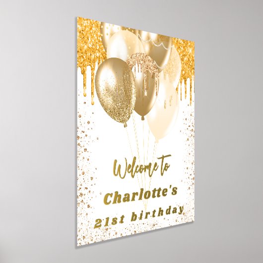 Impressions Dorure Anniversaire blanc or parties scintillant ballons (Poser)