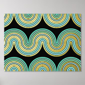 Impressions Dorure Aqua Blue Abstrait Wave Lines Art Motif Gold (Recto)