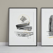 Impressions Dorure Aquarelle de style Boho Abstrait moderne noir blan