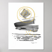 Impressions Dorure Aquarelle de style Boho Abstrait moderne noir blan (Recto)