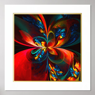 Impressions Dorure Art abstrait floral moderne motif orange bleu #14