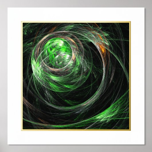 Impressions Dorure Art abstrait vert autour du monde (Recto)