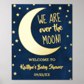 Impressions Dorure Au-Dessus De La Lune | Baby shower Affiche de bien (Recto)