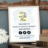 Au-Dessus De La Lune | Boys Baby shower Affiche de