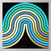 Impressions Dorure Azure Blue Abstrait Wave Lines Art Motif Gold (Recto)