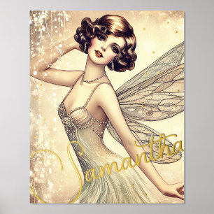 Impressions Dorure Belle image rétro de fée ange lady vintage