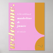 Impressions Dorure Bienvenue Bold Rose & Jaune Retro Mariage Abstrait (Recto)