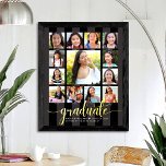 Impressions Dorure Black Graduate K-12 Script Photo Collage Real Gold<br><div class="desc">Soyez fier, réjouissez-vous et présentez cette étape importante de votre grade favori. Créez cette affiche de collage photo pour garder un souvenir que vous serez toujours chéri. Un visuel amusant et élégant de la vraie typographie de script de feuille d'or, avec son nom, son année de classe, son école et...</div>