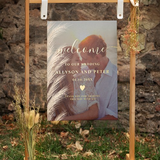 Impressions Dorure Boho pampas herbe aquarelle photo bienvenue mariag