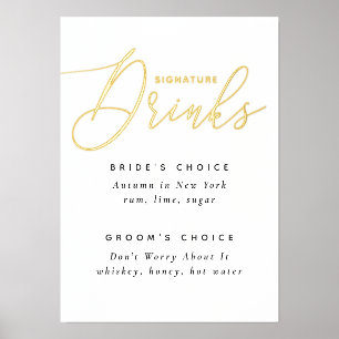 Impressions Dorure Boissons signées. Élégant mariage d'écriture or