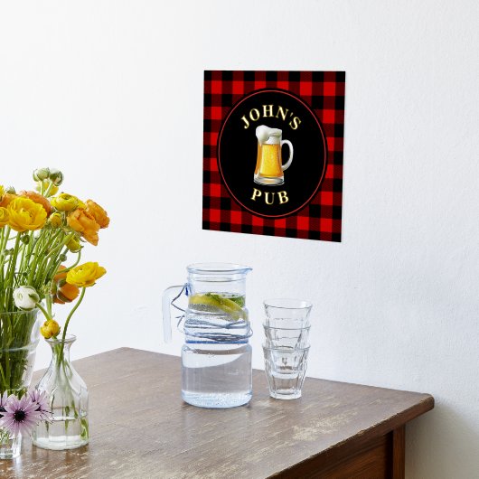 Impressions Dorure Buffalo Plaid Custom Pub Sign avec nom (Couchage (Cuisine))