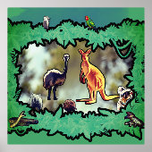 Impressions Dorure Cadre de broussailles de la faune australienne (Recto)