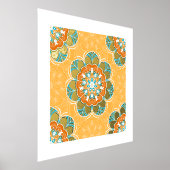 Impressions Dorure Carrelage Mandala floral en Orange et Turquoise (Poser)