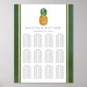 Impressions Dorure Carte de siège Mariage d'ananas tropical (Recto)