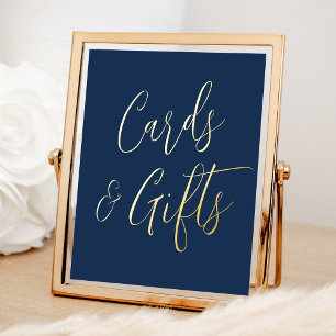 Impressions Dorure Cartes de mariage et cadeaux Navy et or écriture