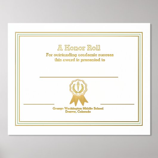 Impressions Dorure Certificat de bourse universitaire spéciale (Recto)