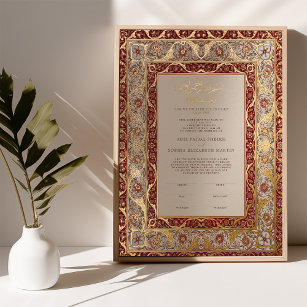 Impressions Dorure Certificat Nikkah Mariage islamique musulman