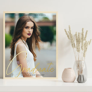 Impressions Dorure Chic Diplômé Photo tendance Script Graduation Gold