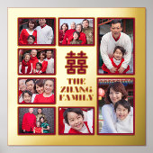 Impressions Dorure Chine Double Bonheur Rouge Gold Famille Photo (Recto)