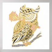 Impressions Dorure Chouette à cornes roses (Recto)