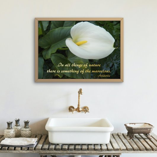 Impressions Dorure Citation philosophique blanche Calla Lily Aristote