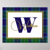 Impressions Dorure Clan Wallace Monogramme et nom sur Plaid (Recto)